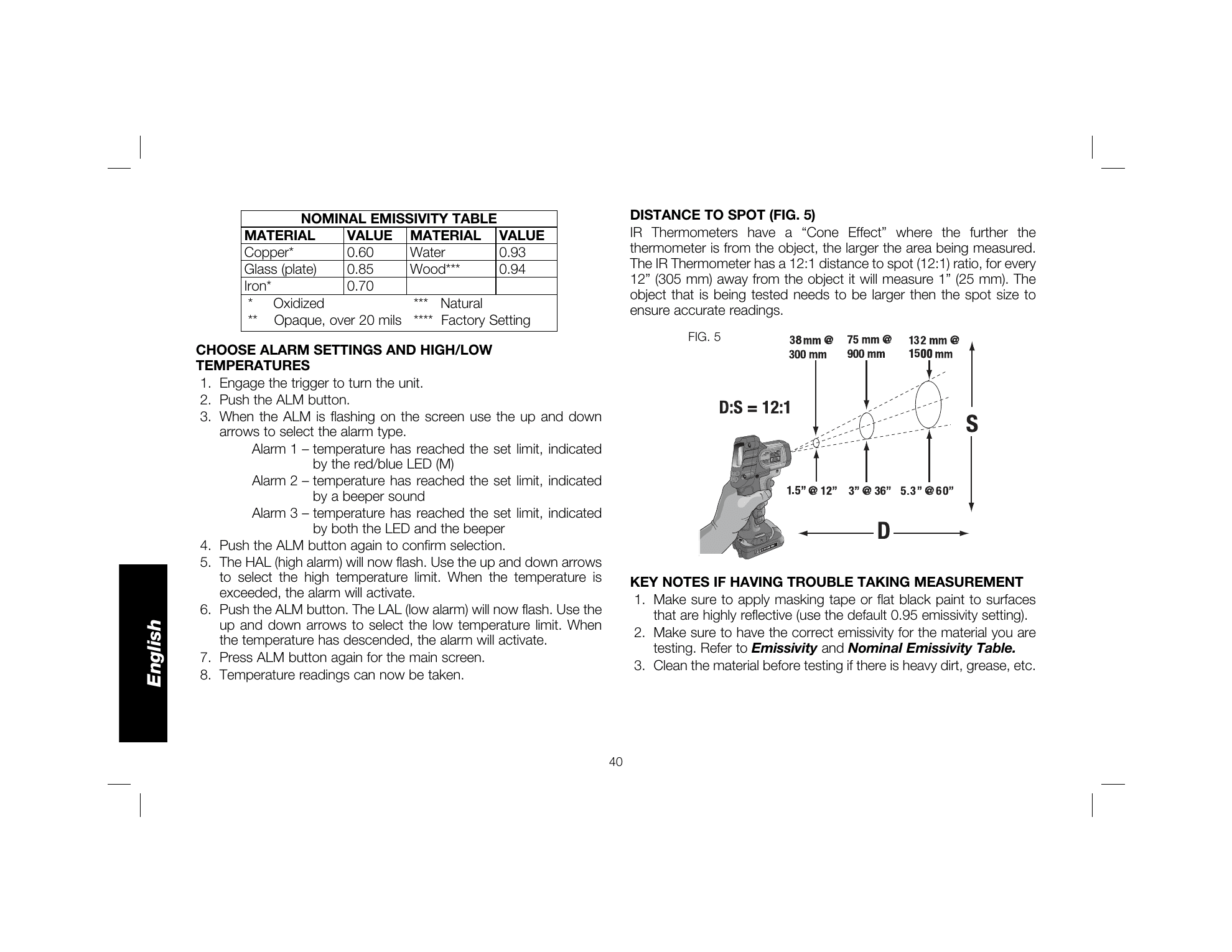DEWALT 12V MAX Cordless IR Thermometer, manufacturer product view 1